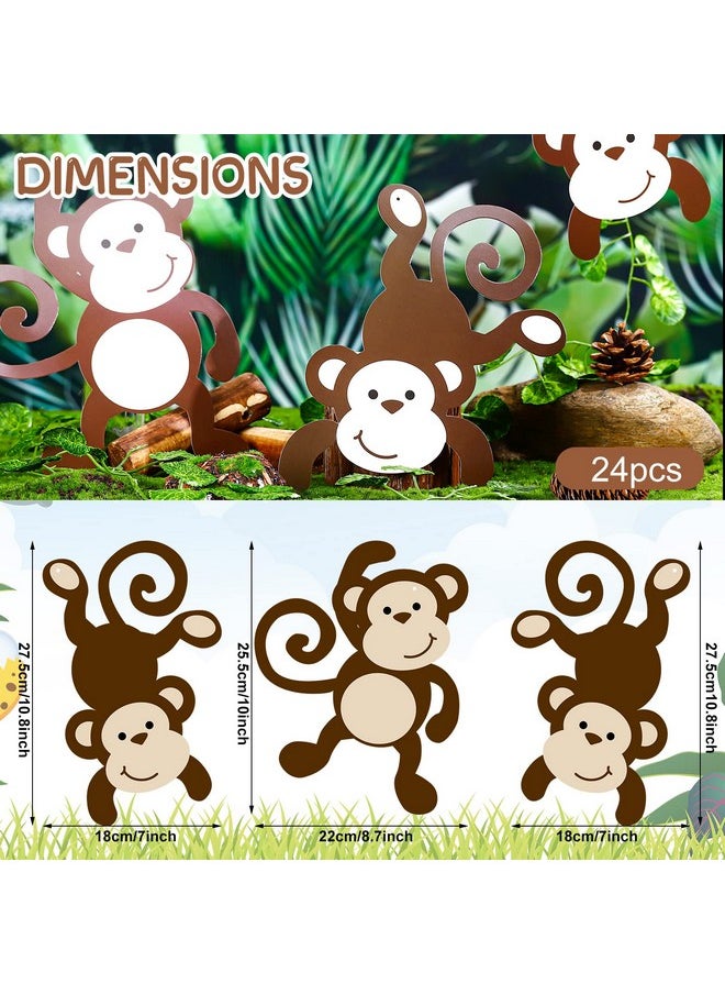 Qunclay - 24 Pcs Monkey Cutouts Jungle Party Decorations Monkeys Birthday Party Supplies Hanging Jungle Themed Animal Cutouts Paper Safari Hanging Print Wall Decor For Kids Birthday Party Baby Shower Supplies - Image 1