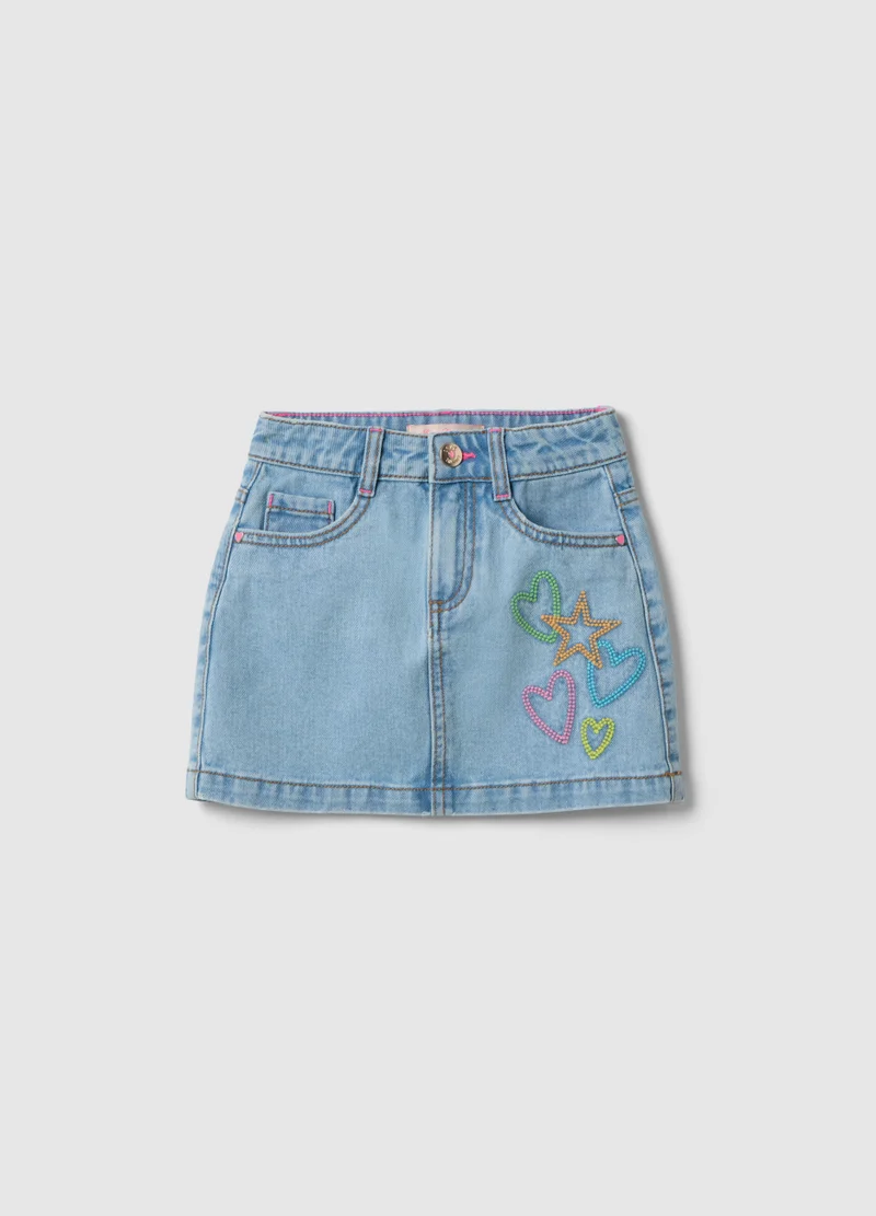 Ovs OVS Pure Cotton Mini Skirt With Colourful Embroideries