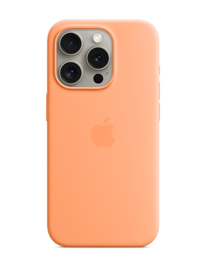 AROAQ Iphone Silicone Magnetic Case, Durable Silicone Case With Magsafe, Comfortable Soft Iphone Protection Case For Iphone 15 Pro Max, 15 Plus, Pro, ( Orange Sorbet Color ) - Image 1