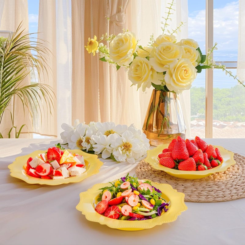 COLOSUS Yellow Plastic Party Bowls (60 Pack) 12 Oz Disposable Soup/Salad Bowl  Fancy Shatterproof Dinnerware for Easter  Catering  Holidays  Weddings  and Everyday Use - Image 2