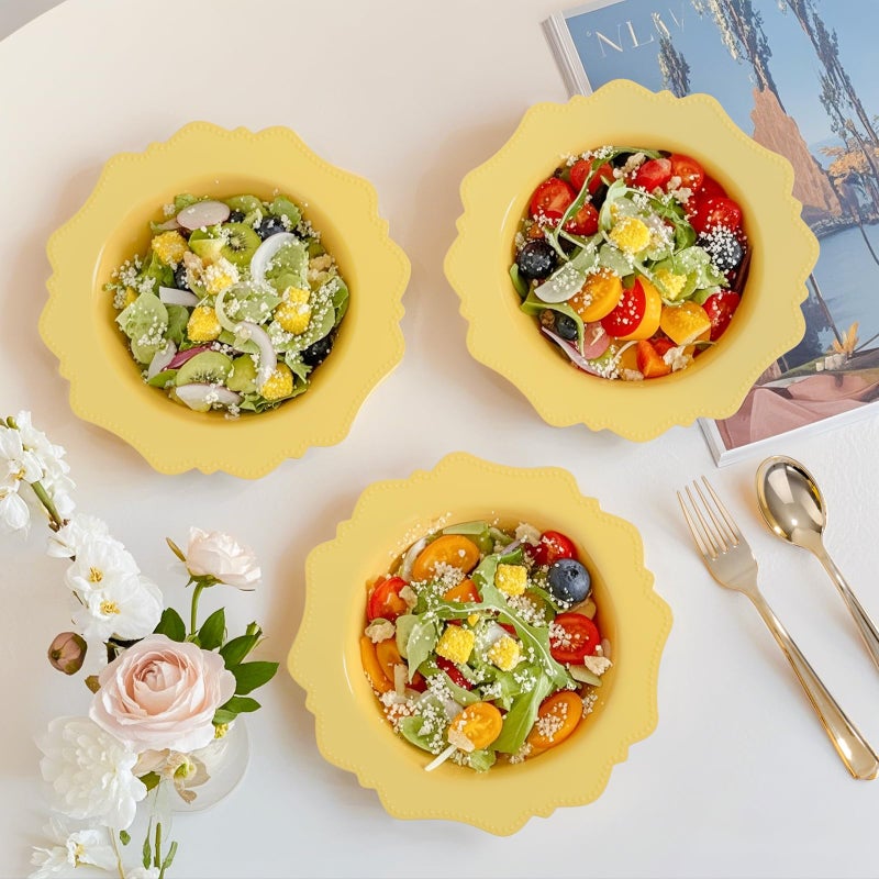 COLOSUS Yellow Plastic Party Bowls (60 Pack) 12 Oz Disposable Soup/Salad Bowl  Fancy Shatterproof Dinnerware for Easter  Catering  Holidays  Weddings  and Everyday Use - Image 5