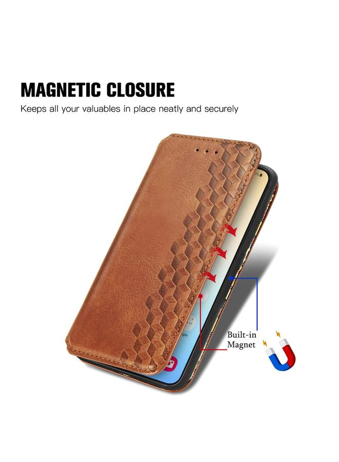 اس-توب جراب لهاتف Samsung Galaxy S25 5G جراب هاتف جلدي مغناطيسي مضغوط بشبكة مكعبة - Image 5