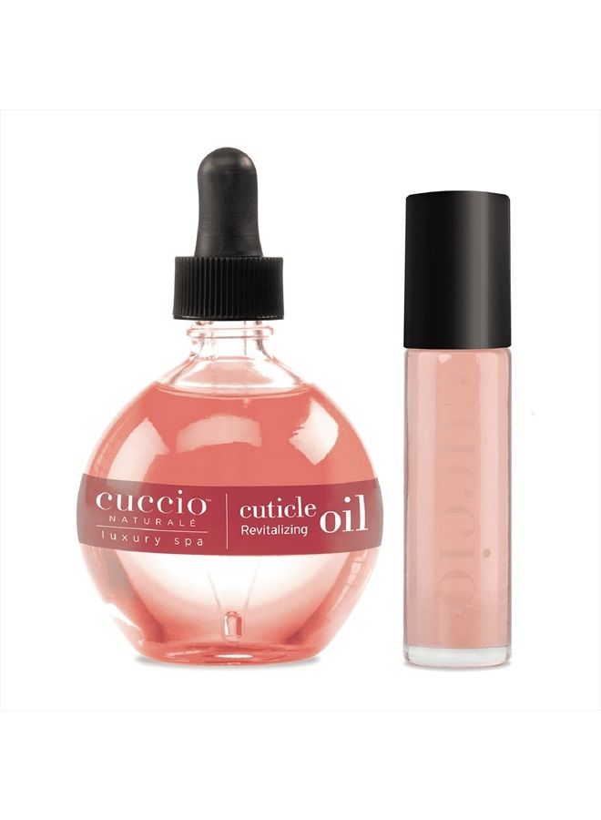 Cuccio مجموعة زيت تجديد البشرة الطبيعية - يوفر ترطيبًا مكثفًا - يعيد ويقوي الأظافر - يعزز صحة البشرة - سهل الاستخدام مع تطبيق بكرة - رمان وتين - 2 قطعة - Image 1