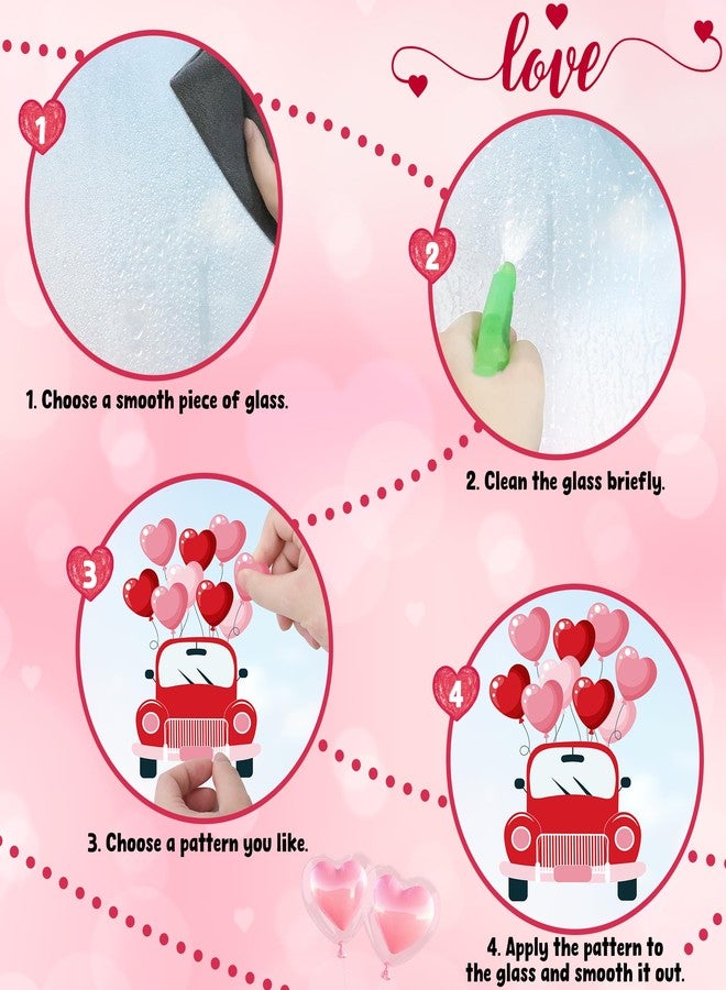 Traplace 9 Sheets Valentine Window Clings, 11.8 × 7.8 Inches Heart-Shaped Window Decals, Romantic Valentines Decorations, Double-Sided Heart Window Stickers for Anniversary, School Party Holiday Decor - Image 3