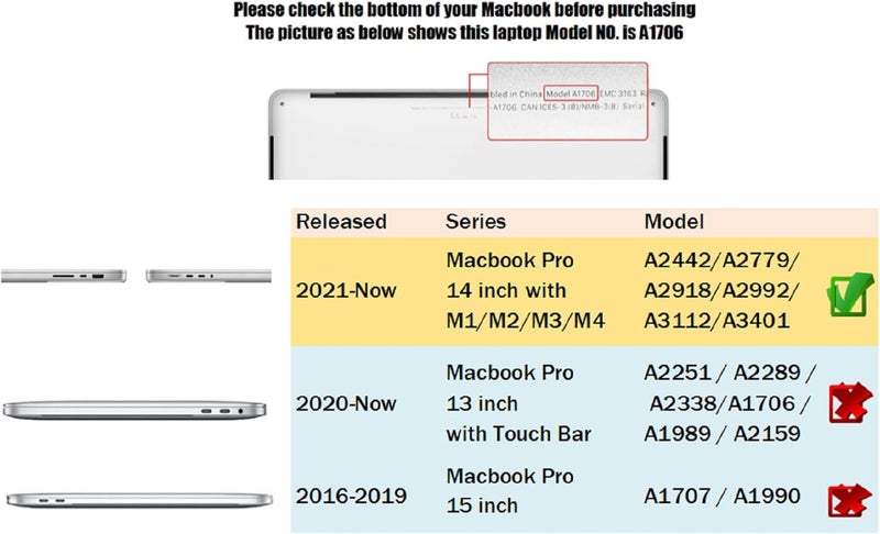 سيفن لاين متوافق مع حافظة MacBook Pro 14 بوصة 2024 2023 2022 2021 غطاء صلب للكمبيوتر المحمول لـ Mac Pro 14 بوصة موديل A2918 A2992 A3112 A3401 A2779 A2442 M4 M3 M2 M1 وغطاء لوحة مفاتيح، أسود كريستالي - Image 2