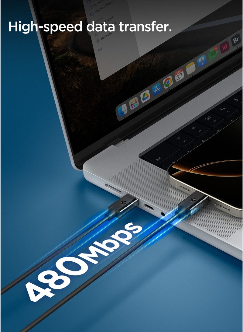 Essential USB-C to USB-C Cable [1 Meter] 3.3 Feet Fast Charging 60W Supports 10,000+ Bends Lifetime Durability for iPhone 16 15 Galaxy S25 S24 Pixel iPad Switch and more – Black