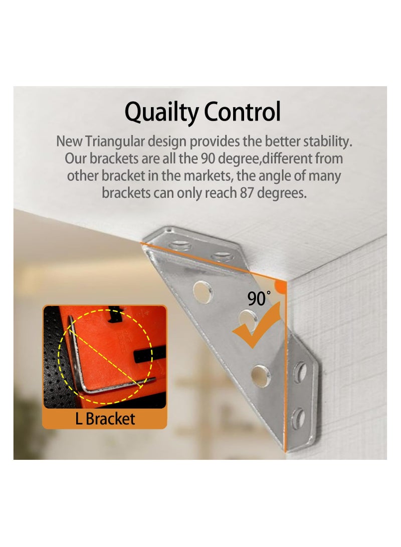 KASTWAVE 20Pcs Universal Stainless Steel Furniture Corner Connector, Trapeziform Brackets, Corner Braces, Corner Bracket for Wood, Shelf Supports, Shelving Brackets Heavy Duty  - Image 3