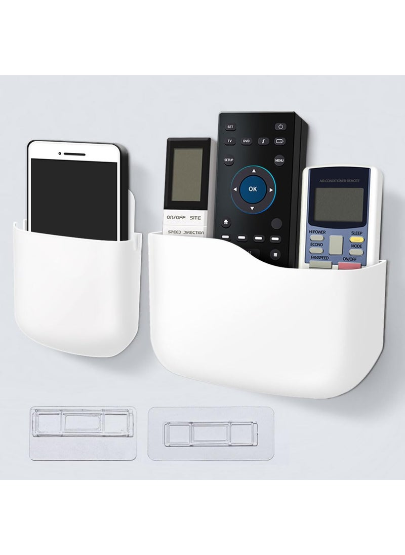 ITATIOLFY Remote Control Holder Wall Mount Set Office Supplies Supply Organizer Bedside AudioVideo Remote Control Shelving with Self Adhesive Caddy Storage Box White Wall Phone Stand Mail Sorters 