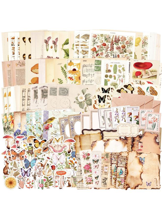 Bluejw Cross-border 215 Pieces Of Retro Scrapbook Garbage Diary Hand Account Stickers Material Bag Decoration DIY Collage Material New Products  - Image 2