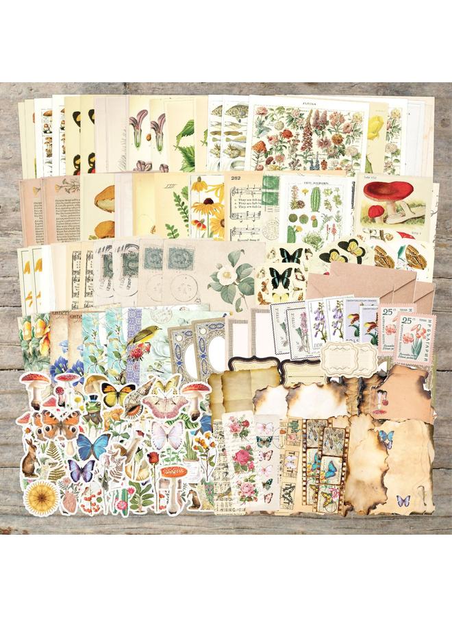 Bluejw Cross-border 215 Pieces Of Retro Scrapbook Garbage Diary Hand Account Stickers Material Bag Decoration DIY Collage Material New Products  - Image 5