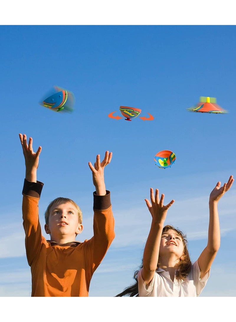 SOLARAE 4 Pcs Bouncing Bowl, Fidget Toys Creative Camouflage Bounce Bouncing Bowl Novelty Cool Spinning Stress Relief Toy Bounce Ball Children's Outdoor Game Sports Fingertip Toy for Kids - Image 4