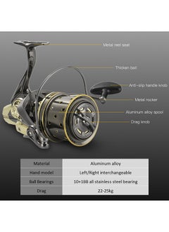 Generic 10+1BB Spinning Fishing Reel Aluminum Alloy 4.7:1 Carp Spinning Fishing Reel Stainless Steel Bearings Saltwater Fishing Reel  - Image 2