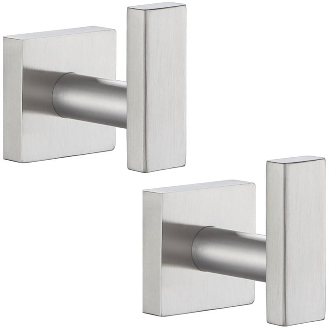 BATHROOM TOWEL HOOK 2 PACK SUS304 STAINLESS STEEL BATH ROBE HOLDER MODERN COAT HOOK WALL MOUNTED BRUSHED NICKEL