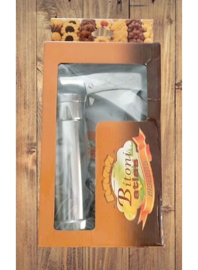 بيتوني مكبس بيتي فور إيطالي كبير من بيتوني اطلس، مصنوع من الفولاذ المقاوم للصدأ عالي الجودة مع 14 جانب لتشكيل البيتي فور والكوكيز - فضي BA-30006 - Image 1