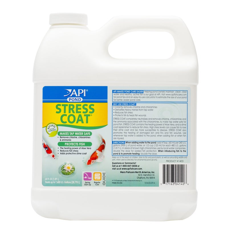 API POND STRESS COAT Pond Water Conditioner 64 Fl Oz Bottle (140D) - Image 1