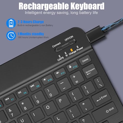 NOOX Bluetooth Keyboard for iPad 10th Generation, iPad Pro 13/12/11/10/9/8/7 inch, iPad Air 13/11th Gen, iPad mini, Samsung Xiaomi Tablets, etc. - Slim Wireless Portable Travel Office Computer Accessories - Image 2