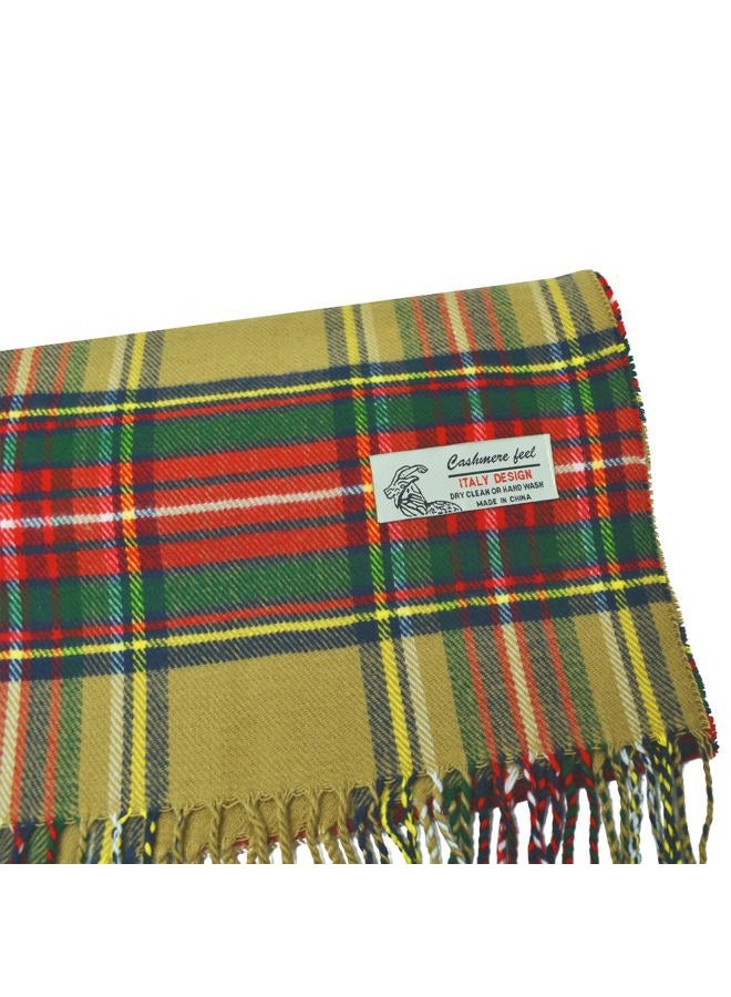 Glory Max Scottish Stewart Tartan Plaid Luxurious Winter Scarf Soft Cashmere Feel 72"x12", Beige Stewart Tartan, 72"x12" (including tassels) - Image 2