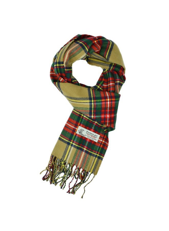 Glory Max Scottish Stewart Tartan Plaid Luxurious Winter Scarf Soft Cashmere Feel 72"x12", Beige Stewart Tartan, 72"x12" (including tassels) - Image 1