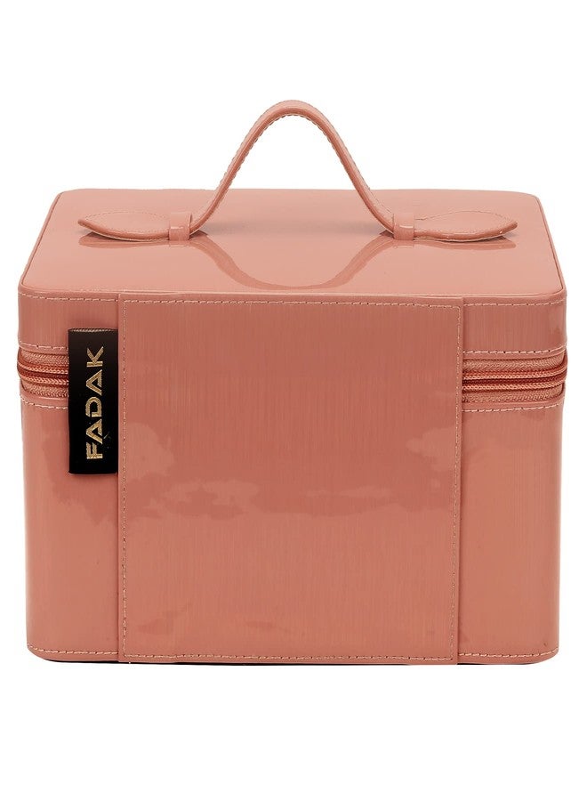 FADAK vanity organiser for women makeup box for all cosmetic and jewellery item with PU (LIGHT PINK) - Image 2