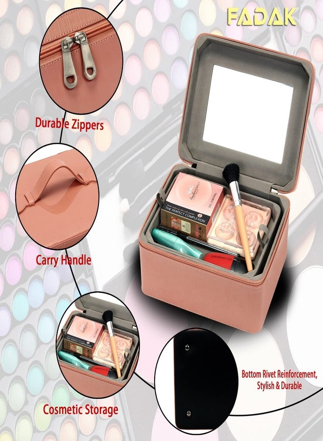FADAK vanity organiser for women makeup box for all cosmetic and jewellery item with PU (LIGHT PINK) - Image 3