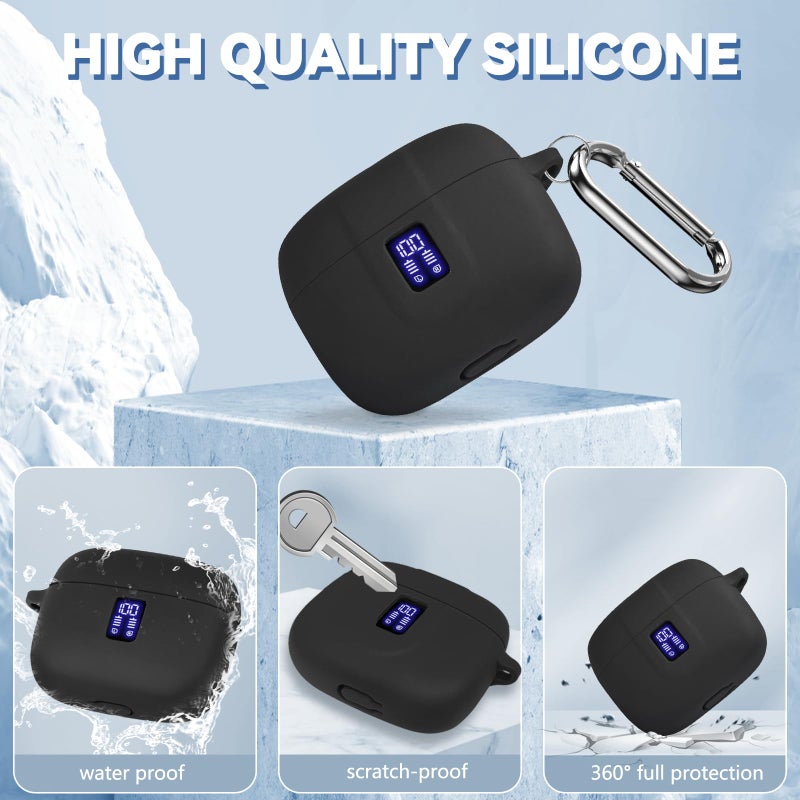 Wowwat Silicone Case for TAGRY X08 Wireless Earbuds Case, Compatible with TAGRY Bluetooth Headphones True Wireless Earbuds with Keychain with Cleaning Pen - Black - Image 3