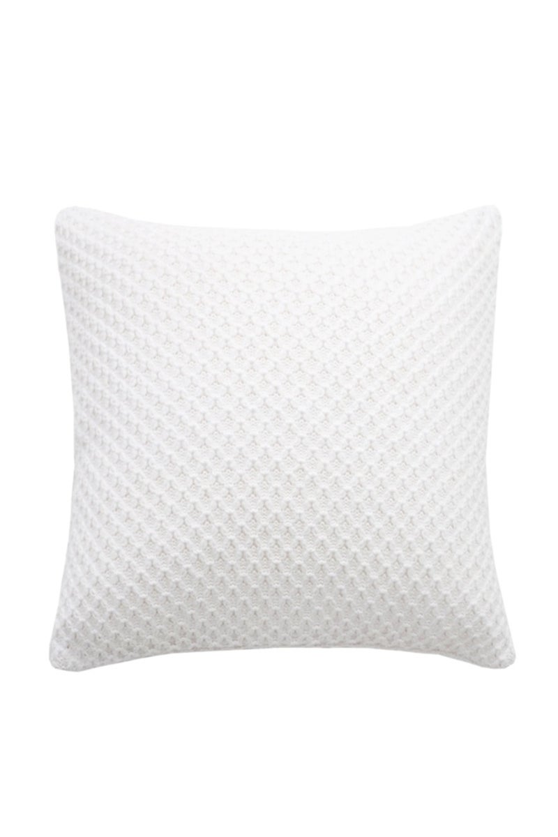 GOLD MANTIS 100% Cotton Knitted Cushion Cover 45x45cm – Decorative Throw Pillow Case with Hidden Zipper for Sofa, Bed & Couch – Pure White - Image 1