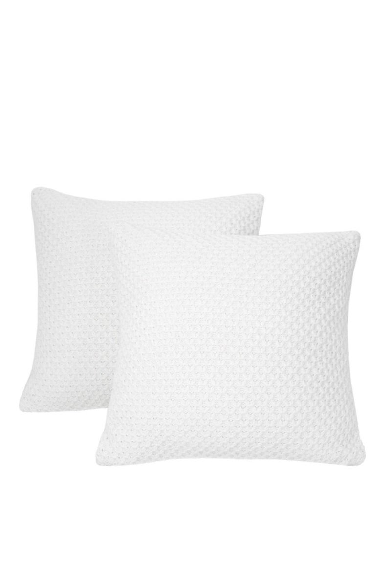 GOLD MANTIS 100% Cotton Knitted Cushion Cover 45x45cm – Decorative Throw Pillow Case with Hidden Zipper for Sofa, Bed & Couch – Pure White - Image 2