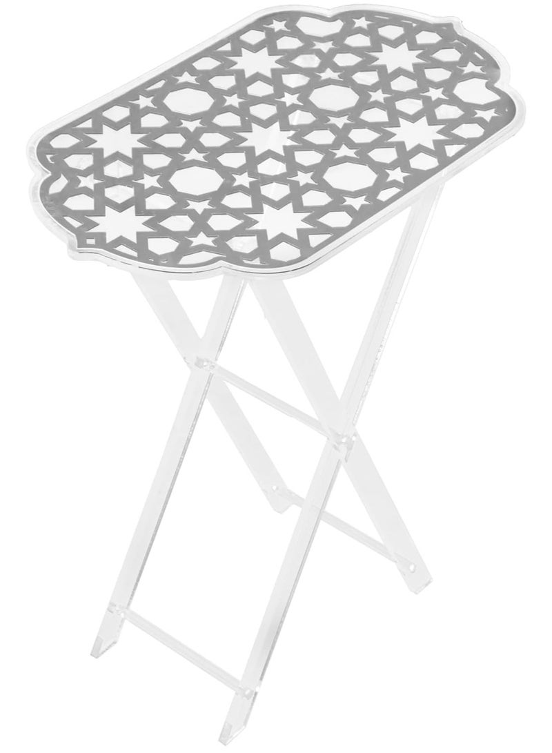 LAMSIT IBDAA Acrylic Folding Tray Table | Rectangle Foldable Table | Patio Table | Foldable Table for Balcony | Portable Table (Silver) - Image 1