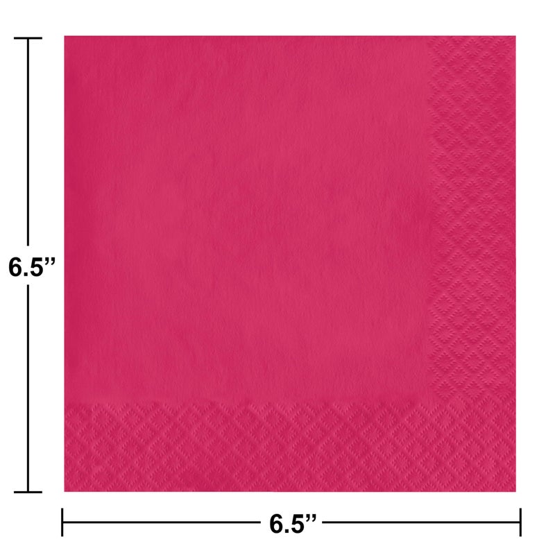 Creative Converting Touch of Color 2-Ply 50 Count Paper Lunch Napkins, Hot Magenta - Image 3
