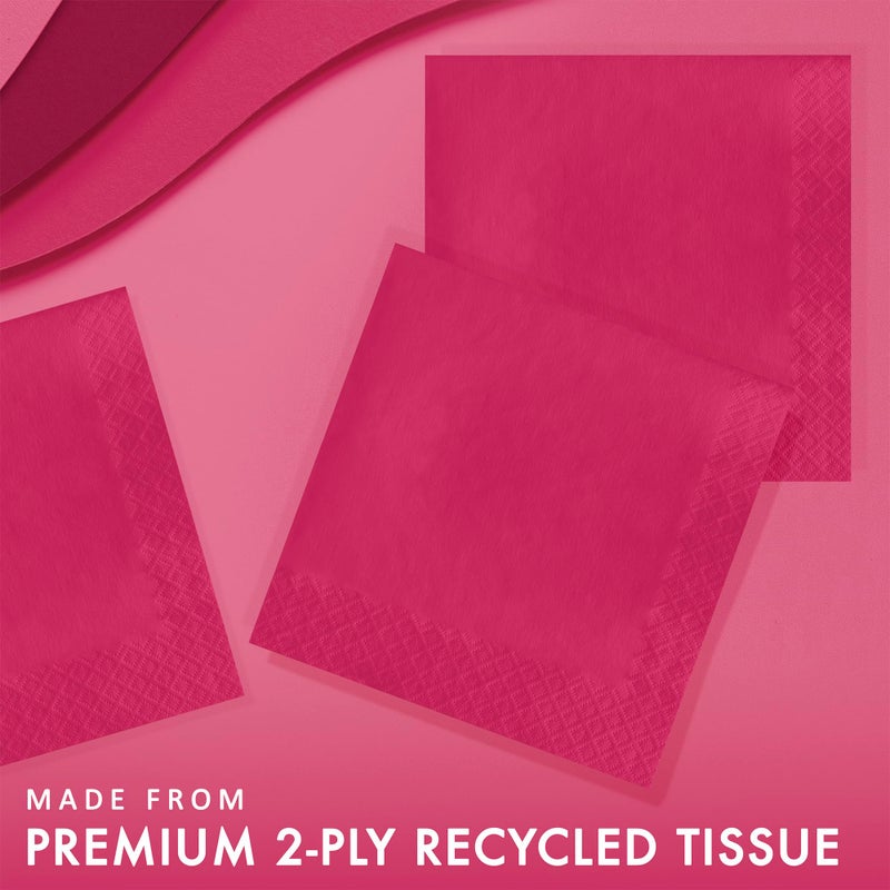 Creative Converting Touch of Color 2-Ply 50 Count Paper Lunch Napkins, Hot Magenta - Image 2