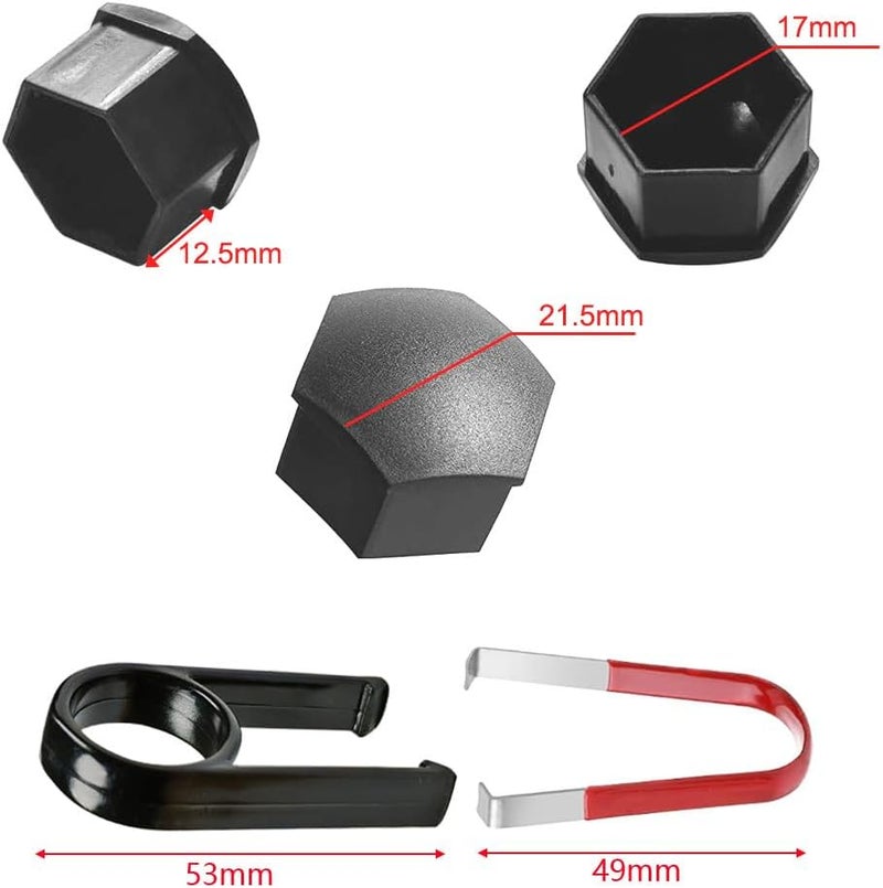 Gebildet 24pcs Wheel Nut Cap 17mm Wheel Bolt Nut Caps Covers, Hexagonal Tire Nut Covers with Removal Tool Set for Cars(Matte Grey) - Image 4