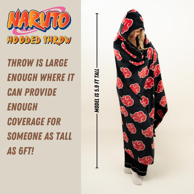 Franco Franco Naruto Anime Akatsuki Cloud Bedding Super Soft and Cozy Wearable Hooded Throw Blanket  70 in x 50 in (Official Licensed Product) Collectibles  - Image 3
