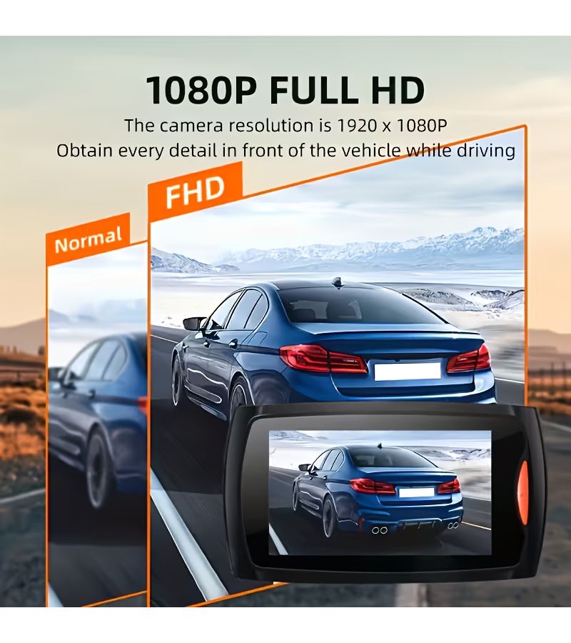 كاميرا داش كام مدمجة بدقة 1080P، شاشة 2.5 بوصة، مسجل تلقائي دوري، مزودة بحساس G - Image 1