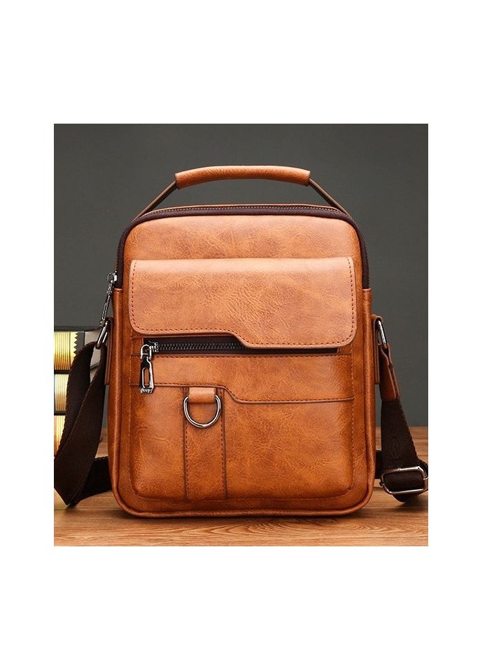 Kiffiyeh Mens Crossbody Messenger Bag with Vintage Design, Adjustable Strap, Abrasive Resistance and Water Resistance, Perfect for Work, Travel, and Office, Brown.  - Image 1