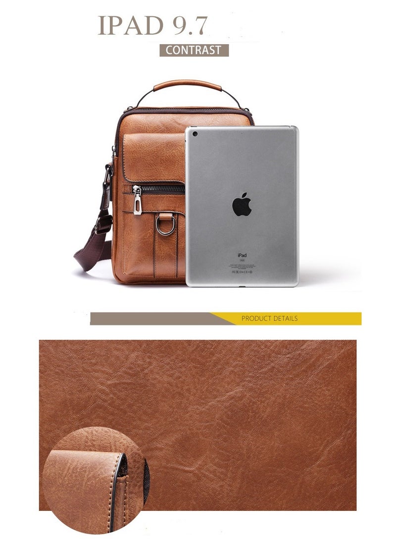 Kiffiyeh Mens Crossbody Messenger Bag with Vintage Design, Adjustable Strap, Abrasive Resistance and Water Resistance, Perfect for Work, Travel, and Office, Brown.  - Image 3
