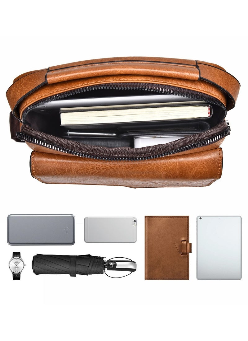 Kiffiyeh Mens Crossbody Messenger Bag with Vintage Design, Adjustable Strap, Abrasive Resistance and Water Resistance, Perfect for Work, Travel, and Office, Brown.  - Image 4