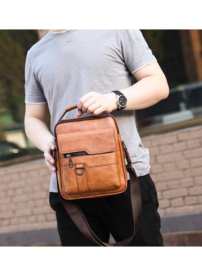 كيفية حقيبة كروس بودي للرجال بتصميم عتيق، وحزام قابل للتعديل، ومقاومة للتآكل ومقاومة للماء، مثالية للعمل والسفر والمكتب، لون بني. - Image 3