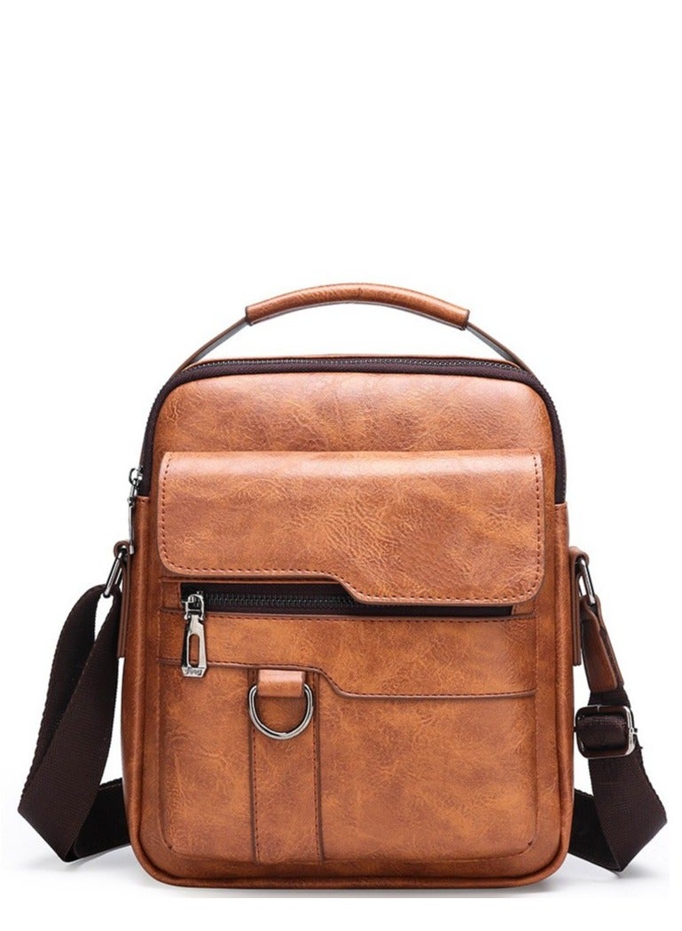 كيفية حقيبة كروس بودي للرجال بتصميم عتيق، وحزام قابل للتعديل، ومقاومة للتآكل ومقاومة للماء، مثالية للعمل والسفر والمكتب، لون بني. - Image 1