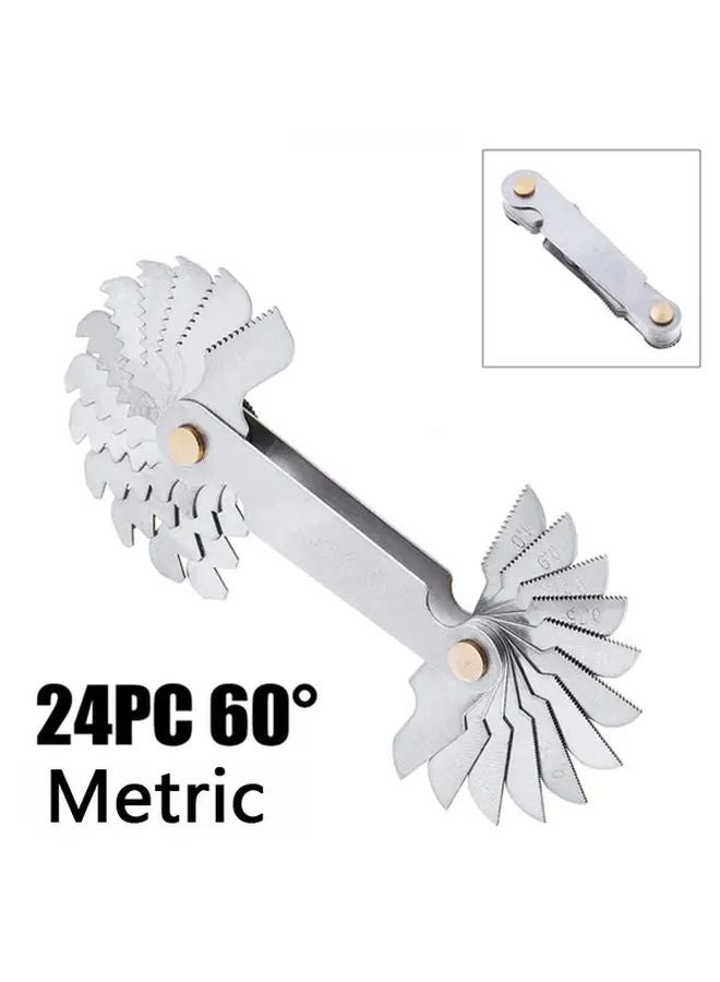 24PC Thread Gauge Dual Metric Imperial Measurements Handheld Ribbed Sample Tool - Image 1