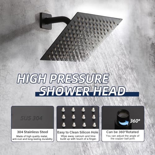 POP SANITARYWARE Black Tub and Shower Faucet Set Bathroom Luxury Rain Mixer 8 Inch Shower Head System with Tub Spout Single Handle Tub and Shower Trim Kit with Valve - Image 4