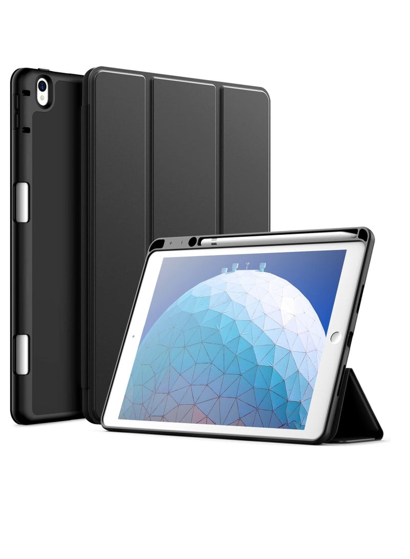جي تيك حافظة لجهاز iPad Air 3 10.5 بوصة وiPad Pro 10.5 مع حامل قلم رصاص وغطاء نحيف للكمبيوتر اللوحي مع غطاء خلفي ناعم من مادة TPU للاستيقاظ والنوم التلقائي باللون الأسود - Image 1