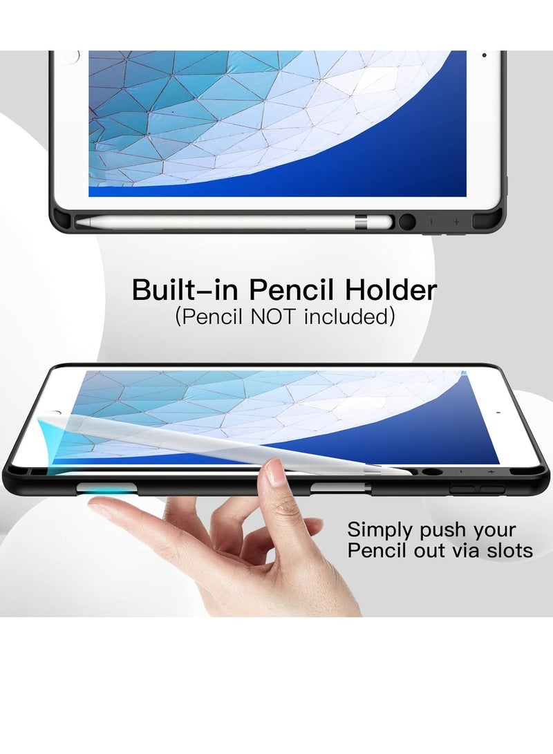 جي تيك حافظة لجهاز iPad Air 3 10.5 بوصة وiPad Pro 10.5 مع حامل قلم رصاص وغطاء نحيف للكمبيوتر اللوحي مع غطاء خلفي ناعم من مادة TPU للاستيقاظ والنوم التلقائي باللون الأسود - Image 4
