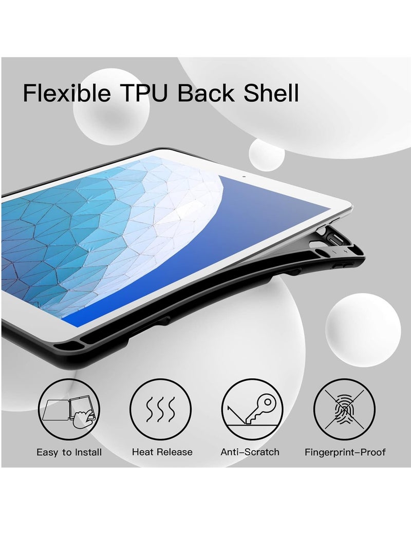 جي تيك حافظة لجهاز iPad Air 3 10.5 بوصة وiPad Pro 10.5 مع حامل قلم رصاص وغطاء نحيف للكمبيوتر اللوحي مع غطاء خلفي ناعم من مادة TPU للاستيقاظ والنوم التلقائي باللون الأسود - Image 2