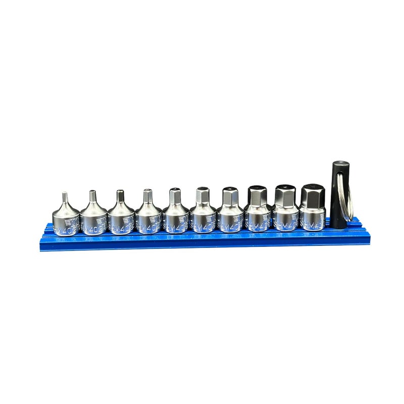 VIM Tools 10 PC. 1/4 IN DR. STUBBY HEX METRIC DRIVER SET W/MAGRAIL - Image 1