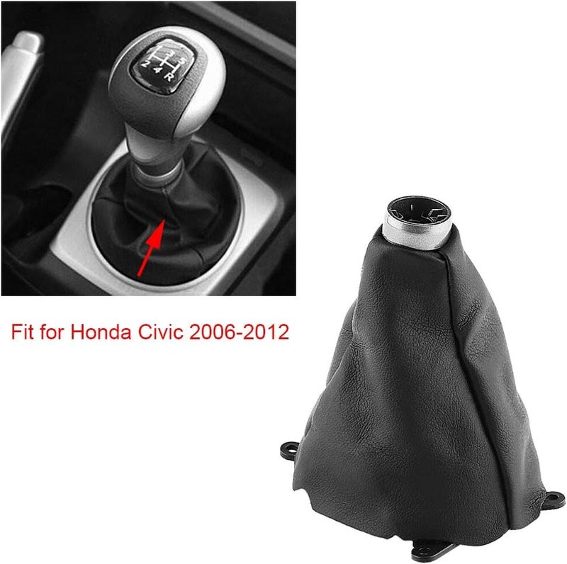 Automatic Gear Shift Knob Cover, Car Handbrake Gear Shift Knob Cover, Car Manual Pu Leather Gear Gaiter Shift Shifter Boot Replacement for Civic 20062012 Civic 2009 Shifter Civic 2009 Shifter - Image 5