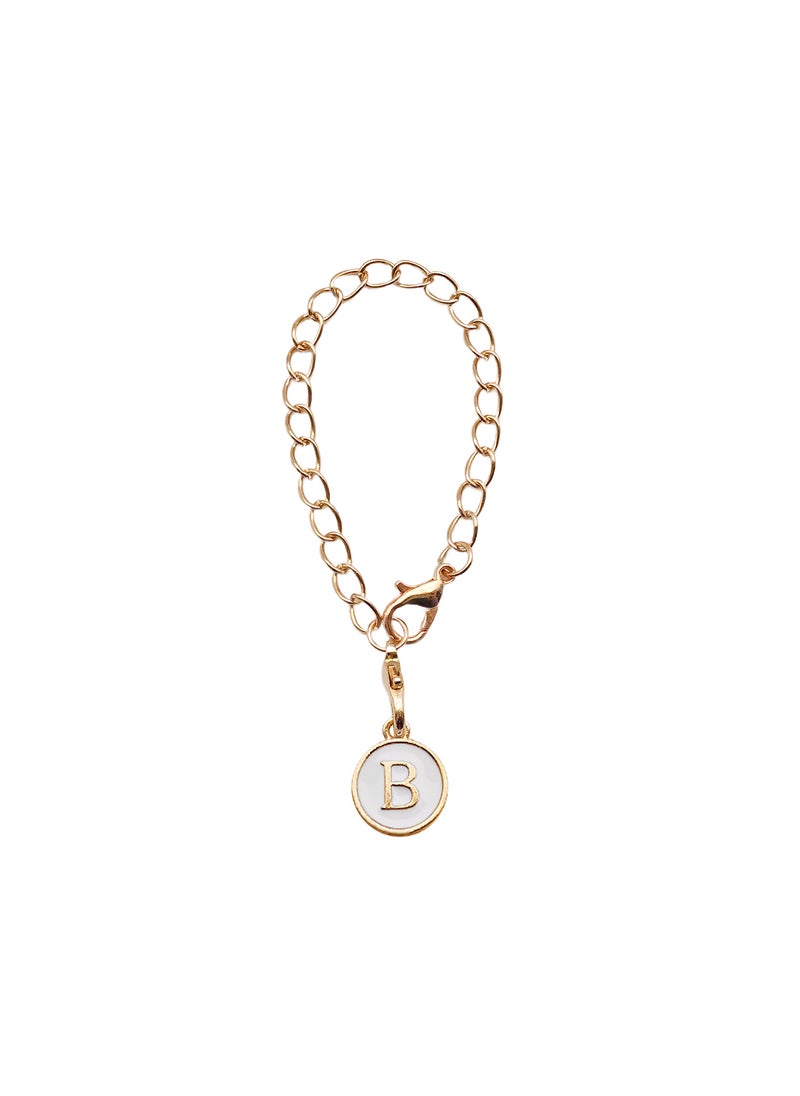 Generic Cute Alphabet Number Charm Keychain B- white alloy drop letter pendant 