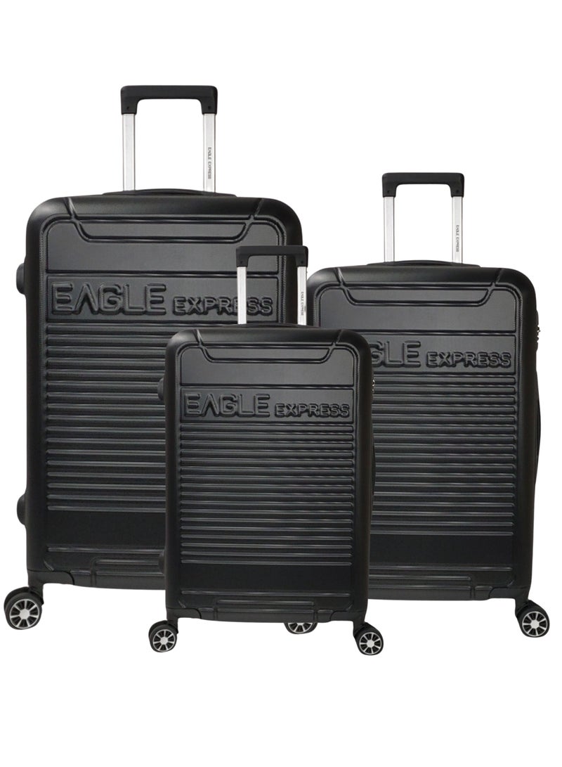 Eagle Express DEFENDER ABS HARD TROLLEY 20,24,28 inch 3 Piece Set BLACK - Image 1
