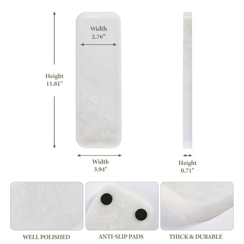 Koville Marble Tray 12x4 Marble Vanity Tray for Bathroom Kitchen Countertop Sink Natural Stone Tray for Home Decor Decorative Rectangular Narrow Catchall Tray for JewelryNamibia Bianco - Image 3