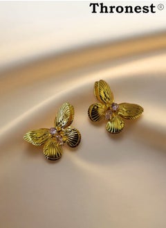 Thronest Luxury Gold Earrings for Women ，18K Gold Butterfly Earrings , Lightweight Hypoallergenic Jewelry for Daily Wear, Party & Wedding,  Gift for woman  - Image 2