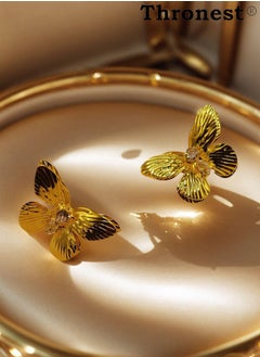 Thronest Luxury Gold Earrings for Women ，18K Gold Butterfly Earrings , Lightweight Hypoallergenic Jewelry for Daily Wear, Party & Wedding,  Gift for woman  - Image 3
